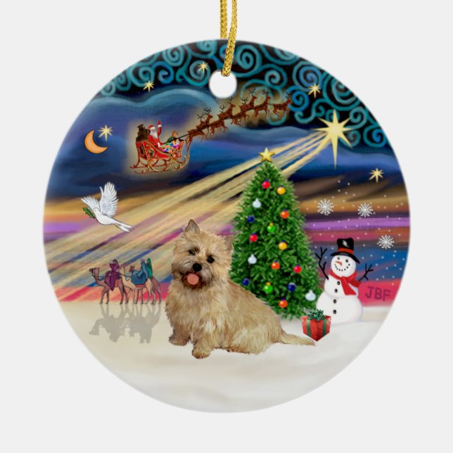 Xmas Magic - Cairn Terrier (wheaten 13) Ceramic Tree Decoration (Front)