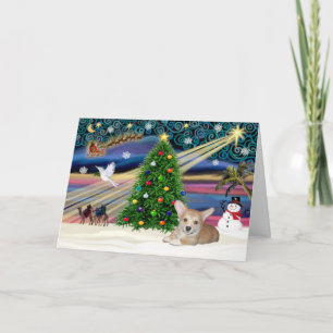 Xmas Magic-Corgi Pup Holiday Card