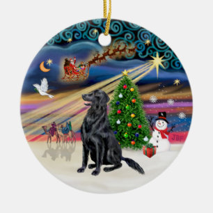 Xmas Magic - Flat Coated Retriever Ceramic Tree Decoration