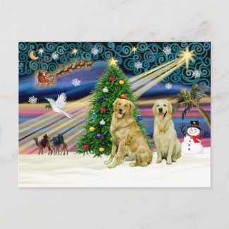 Xmas Magic-Golden-Pair Holiday Postcard