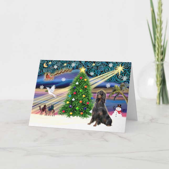 Xmas Magic-Gordon Setter Holiday Card (Front)
