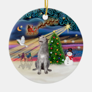 Xmas Magic - Irish Wolfhound Ceramic Tree Decoration