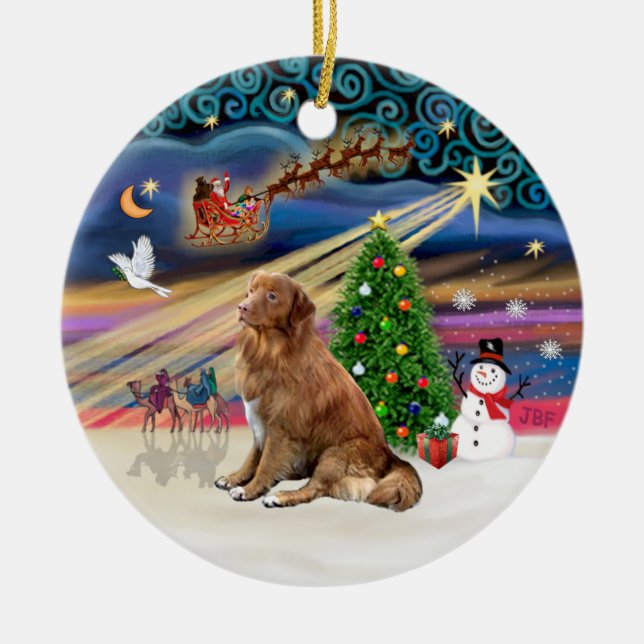 Xmas Magic - Nova Scotia Duck Tolling Retriever Ceramic Tree Decoration (Front)