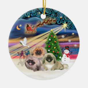 Xmas Magic - Pekingese (Three) Ceramic Tree Decoration