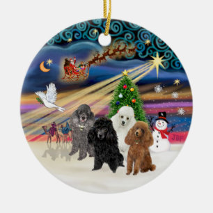 Xmas Magic - Poodles (FOUR TOY) Ceramic Tree Decoration