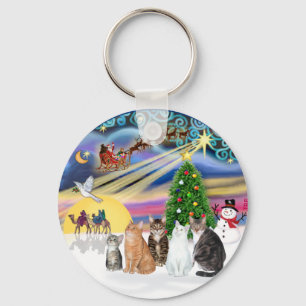 Xmas Magic (R) - Five cats (AmSH) Key Ring