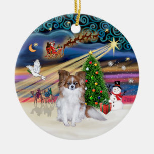 Xmas Magic - Red Sable Papillon Ceramic Tree Decoration
