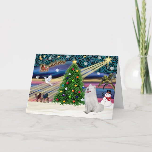 Xmas Magic-Samoyed Holiday Card (Front)