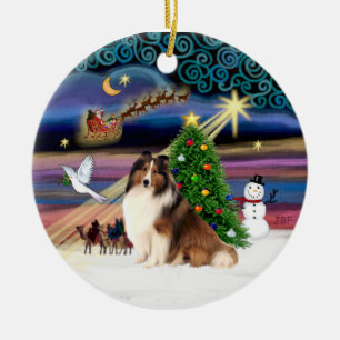 Xmas Magic - Sheltie #7 Ceramic Tree Decoration
