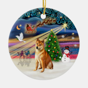Xmas Magic -  Shiba Inu 7 Ceramic Tree Decoration