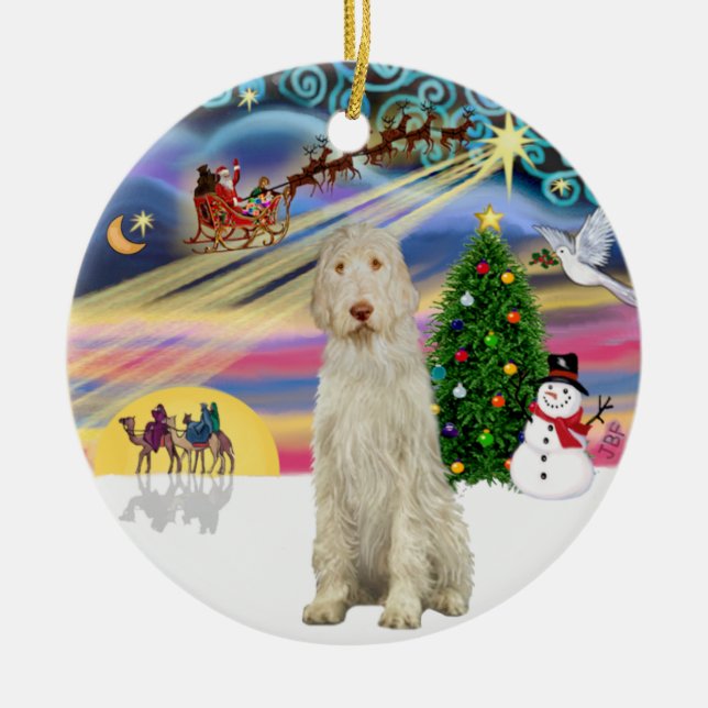 Xmas Magic - Spinone Italiano 11 Ceramic Tree Decoration (Front)