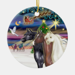 Xmas Magic - Three Arabian Horses Ceramic Tree Decoration