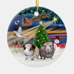 Xmas Magic - Two Guinea Pigs Ceramic Tree Decoration