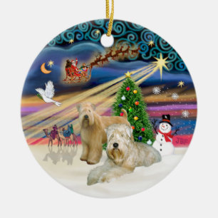 Xmas Magic - Wheaten Terriers (TWO) Ceramic Tree Decoration