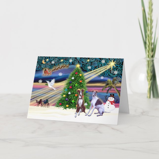 Xmas Magic-Whippet9and10 Holiday Card (Front)