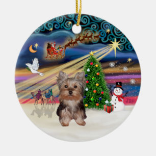 Xmas Magic - Yorkshire Puppy Ceramic Tree Decoration