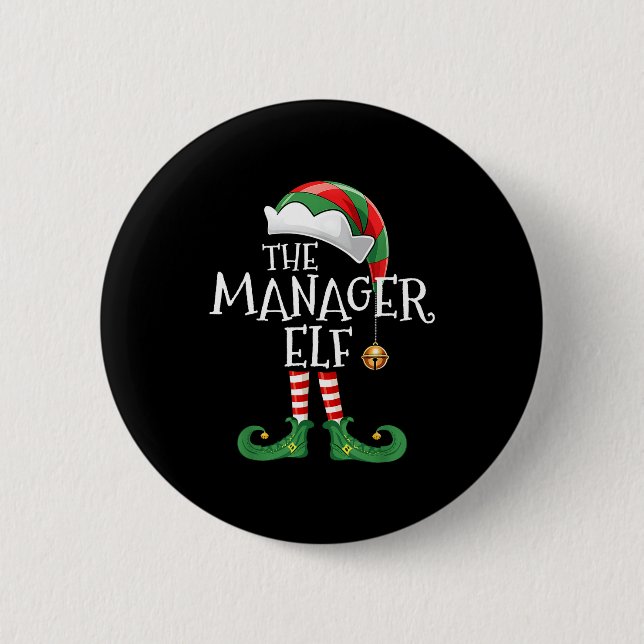 Xmas Manager Elf Matching Family Group Christmas E 6 Cm Round Badge (Front)