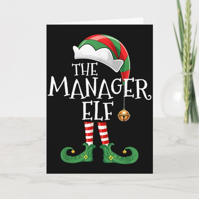 Xmas Manager Elf Matching Family Group Christmas E Card (Front)