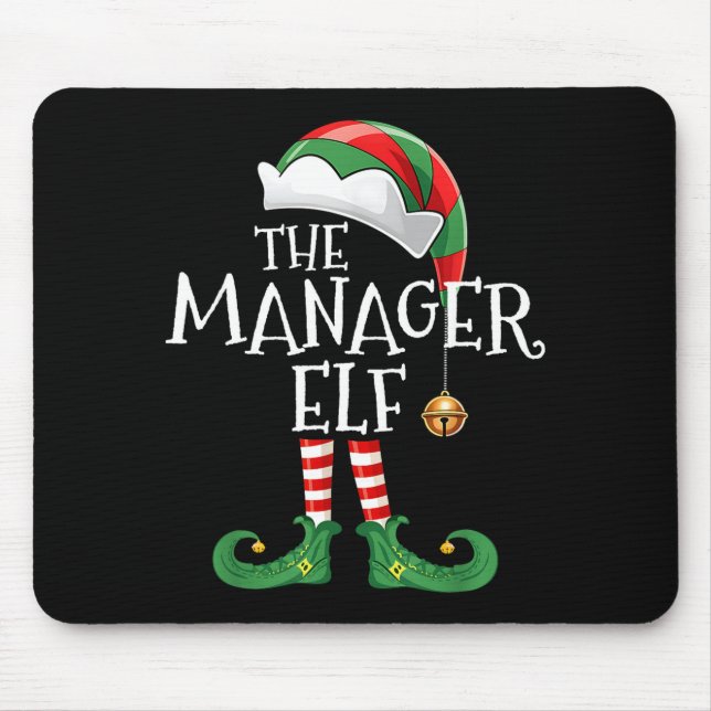 Xmas Manager Elf Matching Family Group Christmas E Mouse Mat (Front)