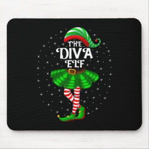 Xmas Matching Family Women Girls Mum The Diva Elf Mouse Mat