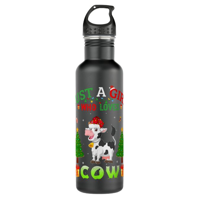 Xmas Matching Outfit Christmas Just A Girl Who Lov 710 Ml Water Bottle (Front)