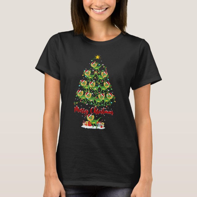 Xmas Matching Santa Dilophosaurus Dinosaur Christm T-Shirt (Front)