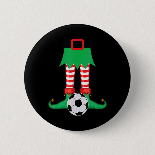 Xmas Matching Soccer Elf Pajama Christmas Team S  6 Cm Round Badge (Front)