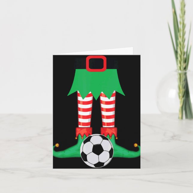 Xmas Matching Soccer Elf Pajama Christmas Team S  Card (Front)