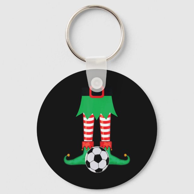 Xmas Matching Soccer Elf Pajama Christmas Team S  Key Ring (Front)