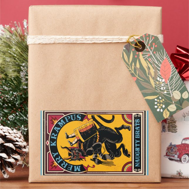 Xmas Merry Krampus Naughty Brats Circus Poster  Rectangular Sticker (Holiday)