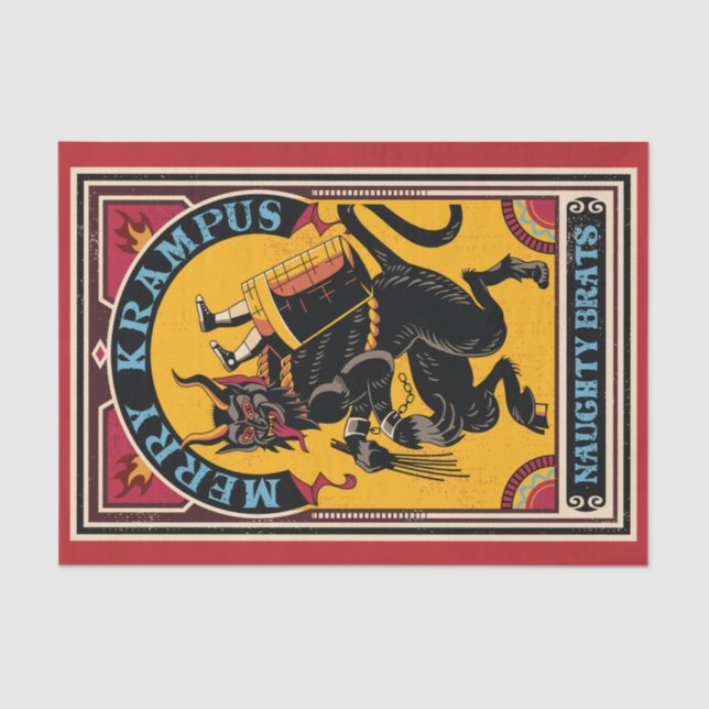 Xmas Merry Krampus Naughty Brats Circus Poster  Tissue Paper (Front)