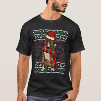Xmas Miniature Bull Terrier Dog Santa Hat Ugly Chr T-Shirt