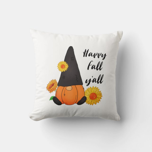 Xmas Modern Thanksgiving Fall Pumpkin Gnome Cushion (Front)