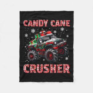 Xmas Monster Truck Christmas Candy Cane Crusher Bo Fleece Blanket