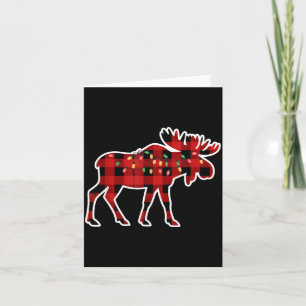 Xmas Moose Red And Black Buffalo Plaid Christmas L Card