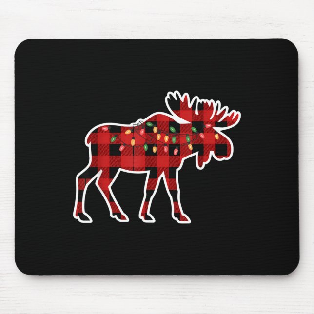Xmas Moose Red And Black Buffalo Plaid Christmas L Mouse Mat (Front)
