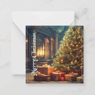 Xmas Motif with Presents Under the Christmas Tree  Card
