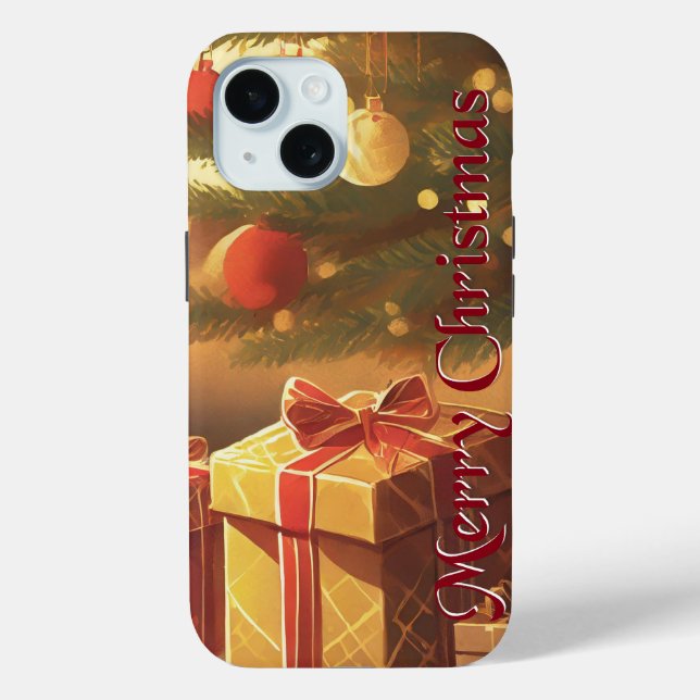 Xmas Motif, with Presents Under the Christmas Tree Case-Mate iPhone Case (Back)