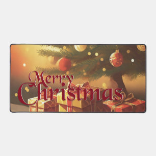 Xmas Motif, with Presents Under the Christmas Tree Desk Mat
