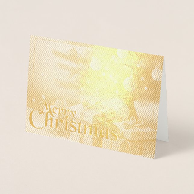 Xmas Motif, with Presents Under the Christmas Tree Foil Card (Front)