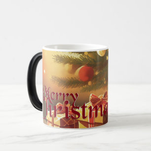Xmas Motif, with Presents Under the Christmas Tree Magic Mug