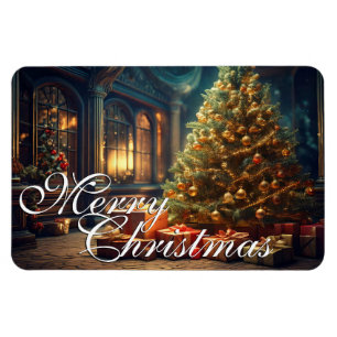 Xmas Motif with Presents Under the Christmas Tree  Magnet