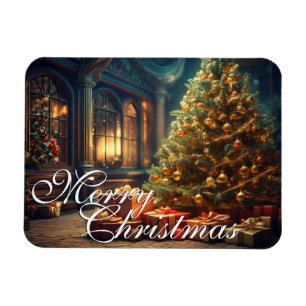 Xmas Motif with Presents Under the Christmas Tree Magnet