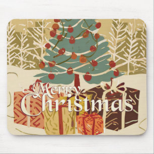 Xmas Motif, with Presents Under the Christmas Tree Mouse Mat