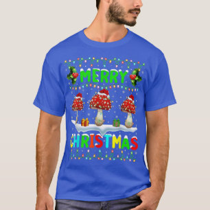 Xmas Mushroom Lighting Santa Hat Merry Christmas M T-Shirt
