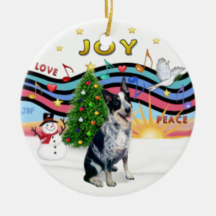 Xmas Music 1 - Australian Cattle Dog Ceramic Tree Decoration