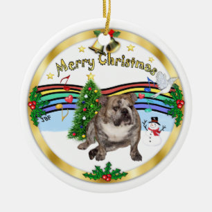 Xmas Music 1 - MC - English Bulldog 2 Ceramic Tree Decoration