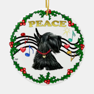 Xmas Music 1 - Peace - Scottish Terrier #12 Ceramic Tree Decoration