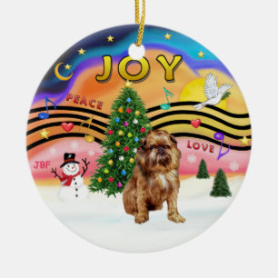 Xmas Music 2 - Brussels Griffon (red/brown) Ceramic Tree Decoration
