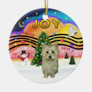 Xmas Music 2 - Cairn Terrier (S2) Ceramic Tree Decoration